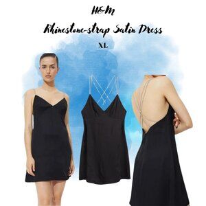 H&M Rhinestone-strap Satin Dress